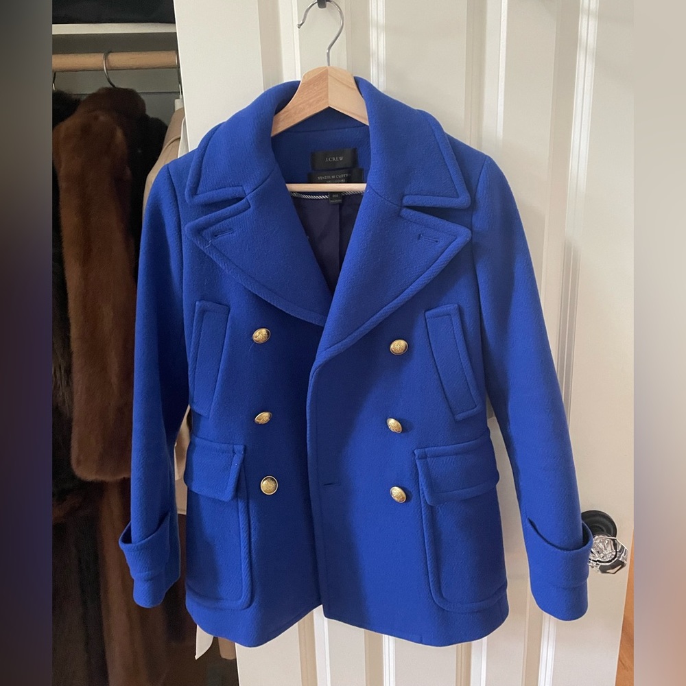 J. Crew Blue Majesty Stadium Cloth Wool
Pea Coat